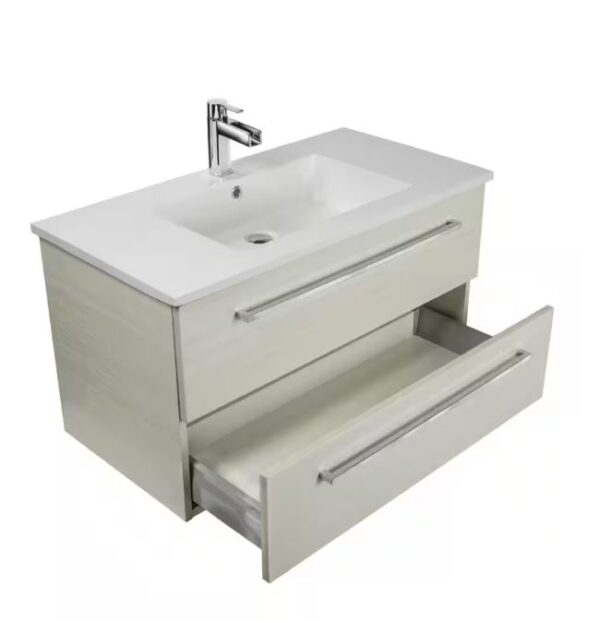 Silhouette 30 in. W x 18 in. D x 20in. H S/Sink Wall Bath Vanity in W/Chocolate with White Cultured Marble Top in White