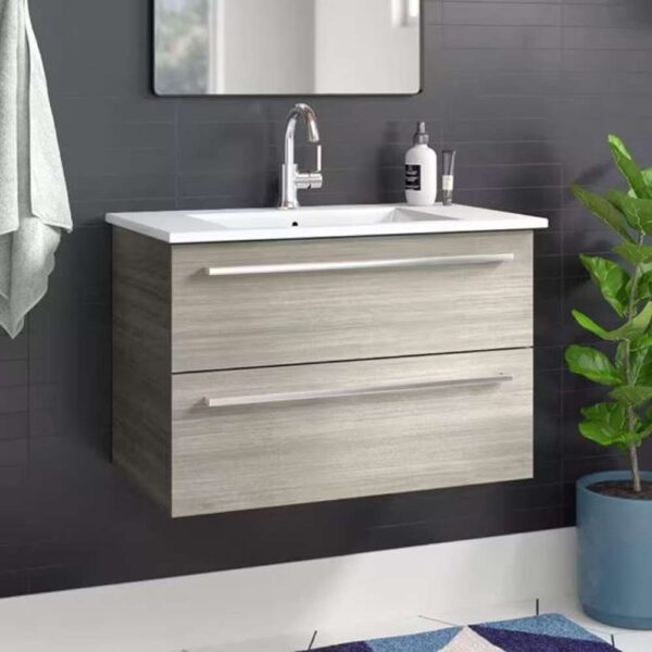 Silhouette 30 in. W x 18 in. D x 20in. H S/Sink Wall Bath Vanity in W/Chocolate with White Cultured Marble Top in White