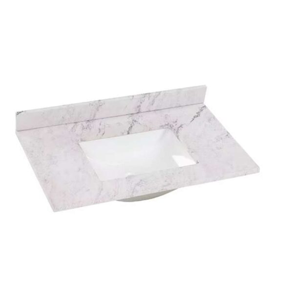 37 in. W x 22 in. D Engineered Stone Composite White Rectangular Single Sink Vanity Top in Lunar